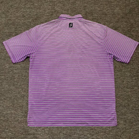 Footjoy Golf Polo Shirt Mens XL Purple White Striped Short Sleeve Lightweight - Picture 2 of 7